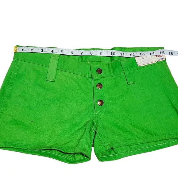 VTG Red Snap Jeans High Rise Shorts Size 11 Her 32 XL 38 Green 100% Cotton - Picture 12 of 12